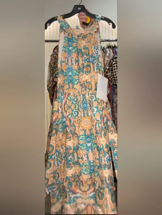 Cleobella Floral Abstract Print Sleeveless Green Patterned Belt Maxi Dress S NWT - Picture 5 of 10